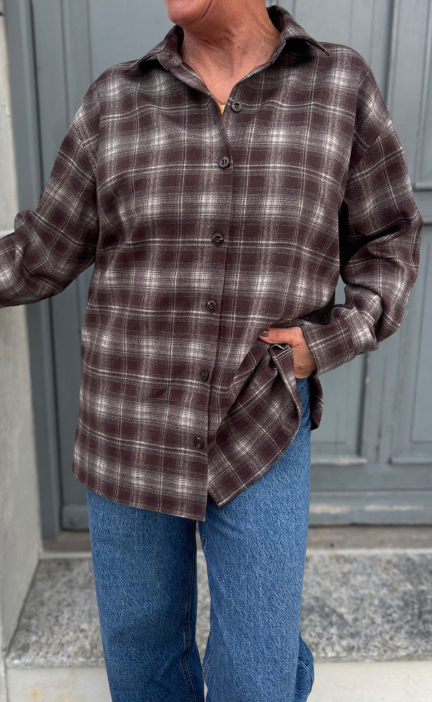 Say INA Copenhagen Skjorte - Fira Fannel - Brown Checks