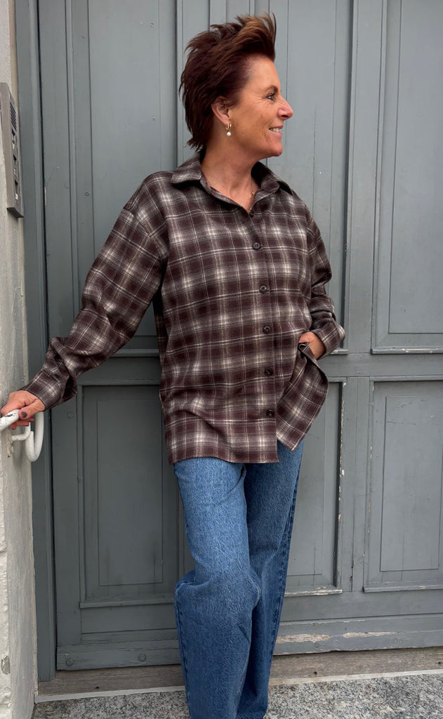 Say INA Copenhagen Skjorte - Fira Fannel - Brown Checks