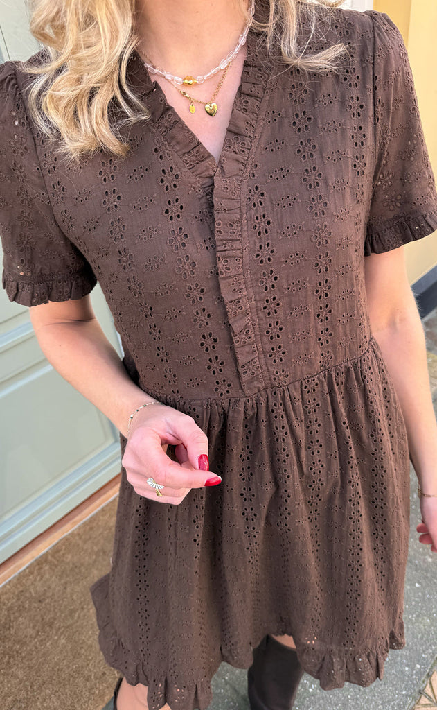 INA Copenhagen Kjole - Catja Summer - Mocca Broderie Anglaise