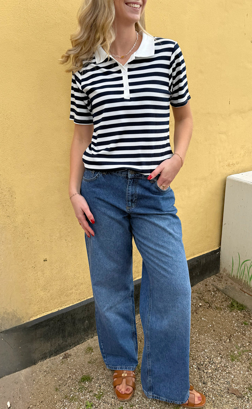 INA Copenhagen Polo T-Shirt - Pamela Summer - Navy Striped