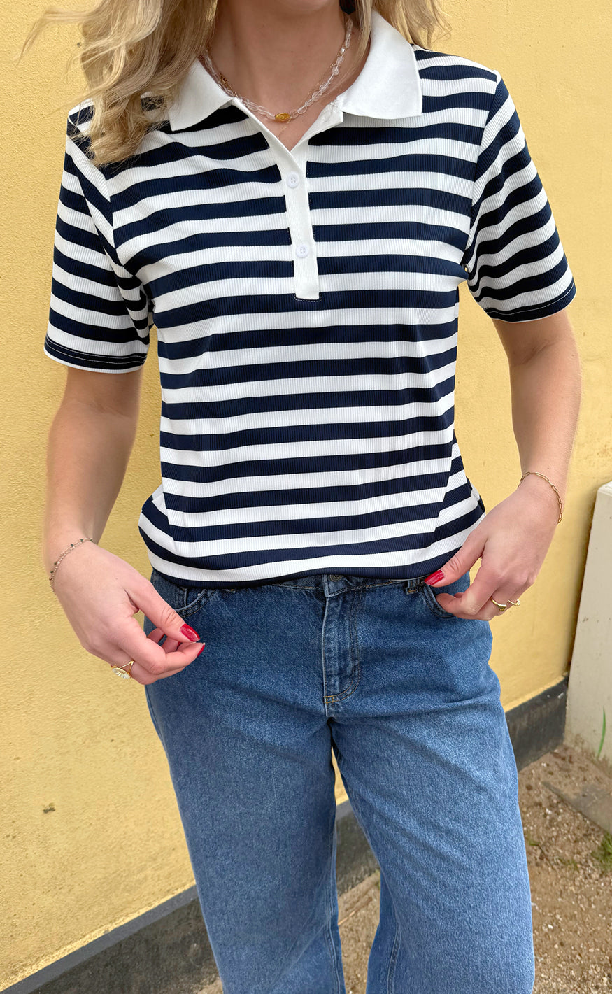INA Copenhagen Polo T-Shirt - Pamela Summer - Navy Striped