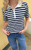 Say INA Copenhagen Polo T-Shirt - Pamela Summer - Navy Striped