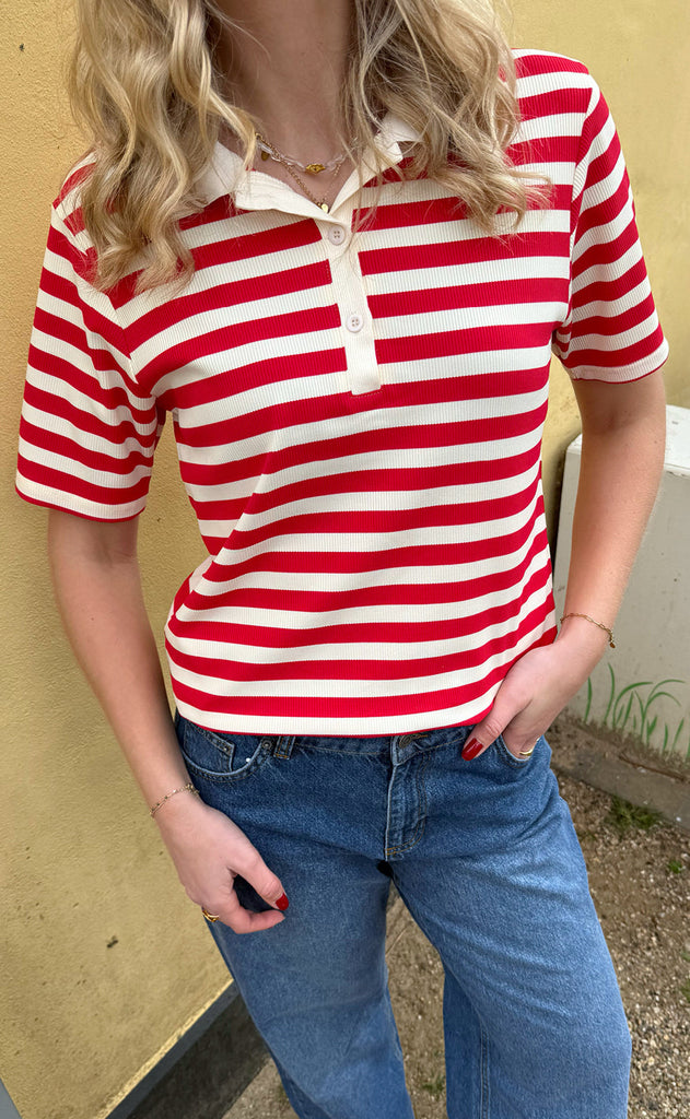 INA Copenhagen Polo T-Shirt - Pamela Summer - Red Striped