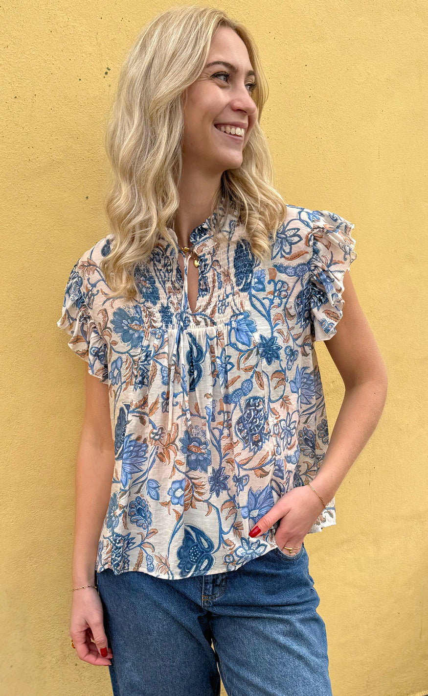 INA Copenhagen Bluse - Emmi - Blue Flowers
