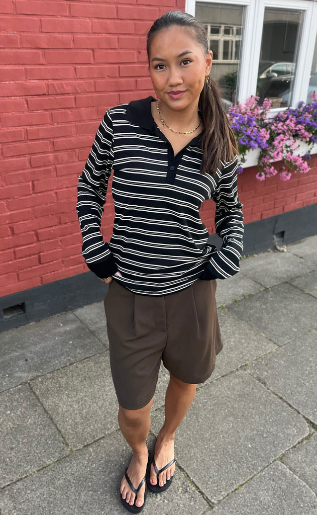 Say INA Copenhagen Polo / Bluse - Pamela - Black / White Striped