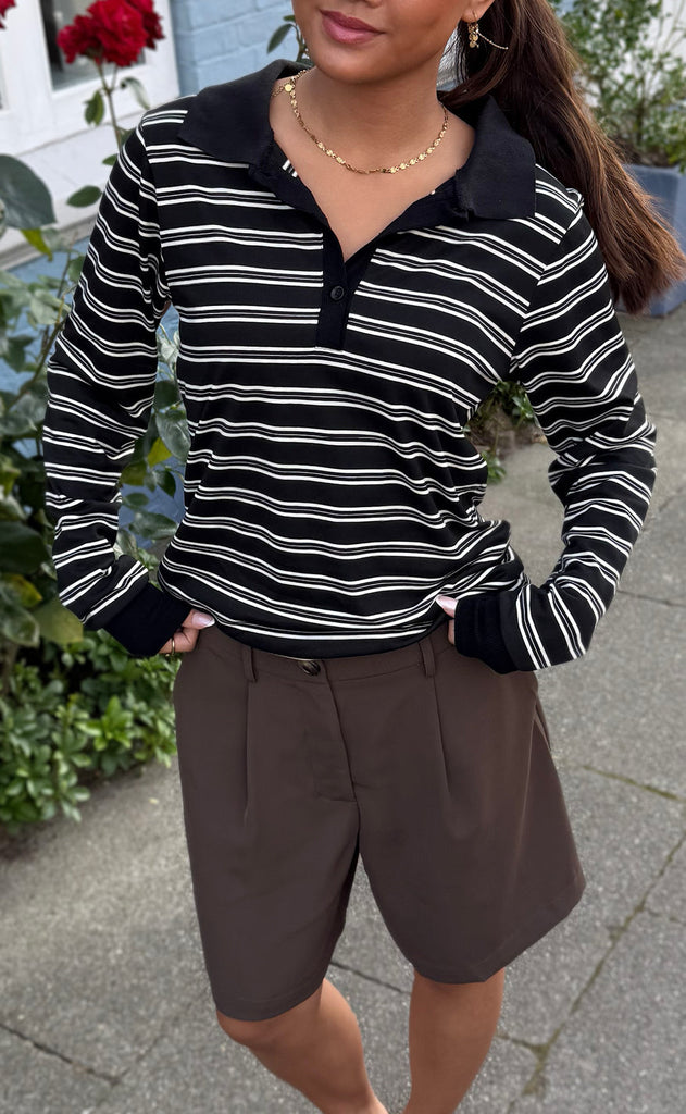 Say INA Copenhagen Polo / Bluse - Pamela - Black / White Striped