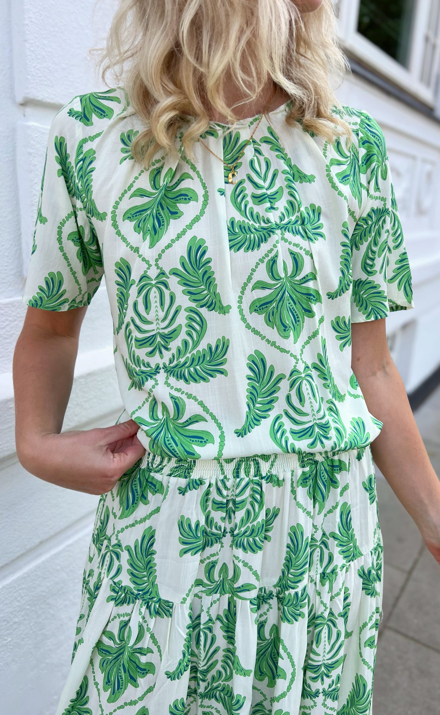 INA Copenhagen Bluse - Vicky - White/Green Paisley