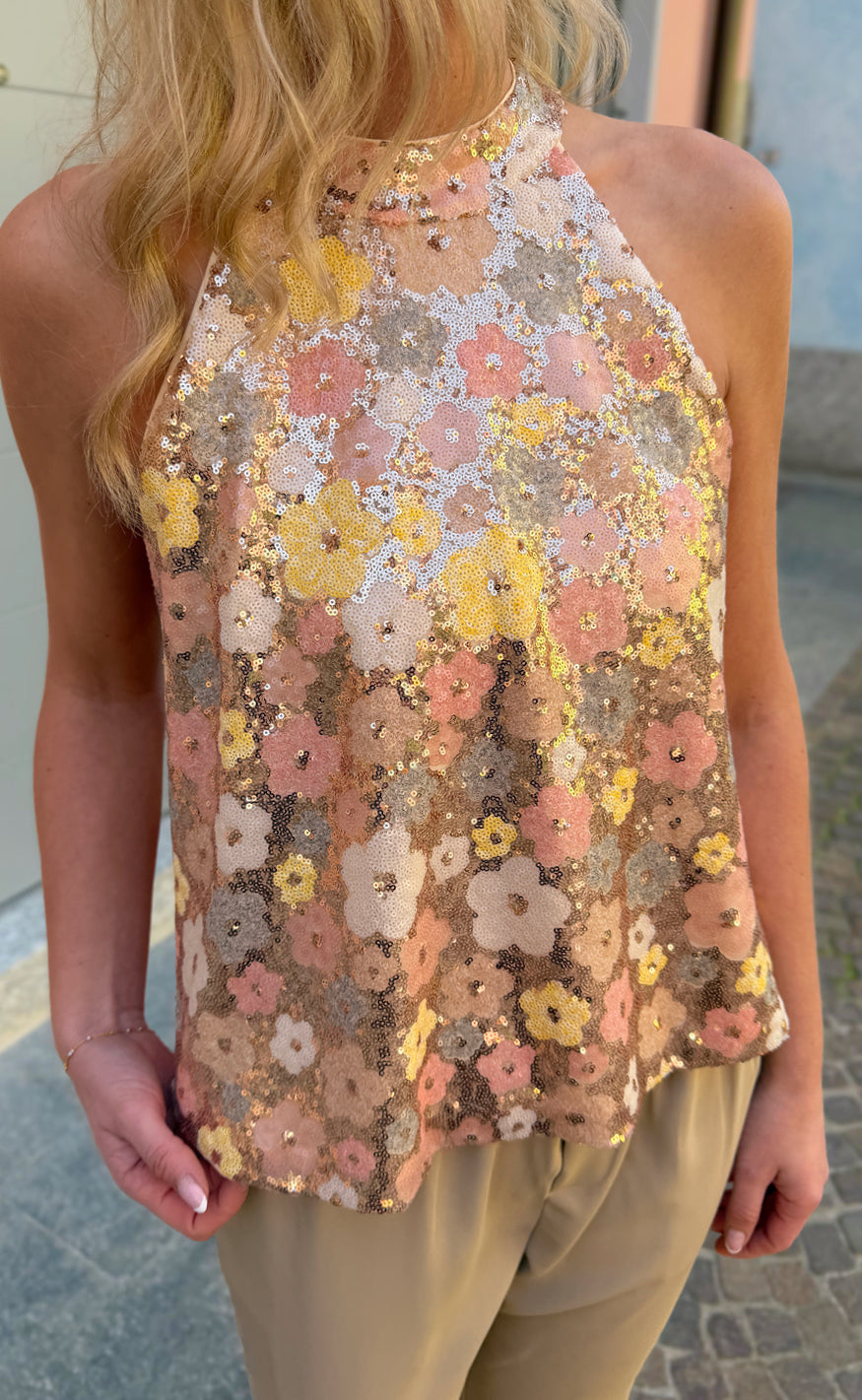 Say INA Copenhagen Topp - Ava - Summer Sequin Flowers