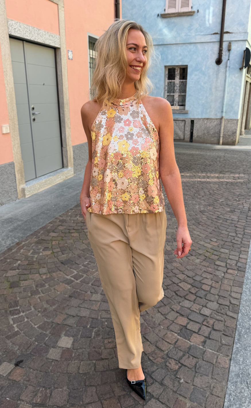Say INA Copenhagen Topp - Ava - Summer Sequin Flowers