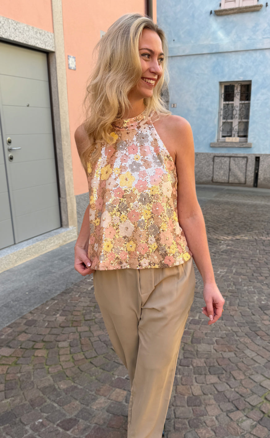 Say INA Copenhagen Topp - Ava - Summer Sequin Flowers