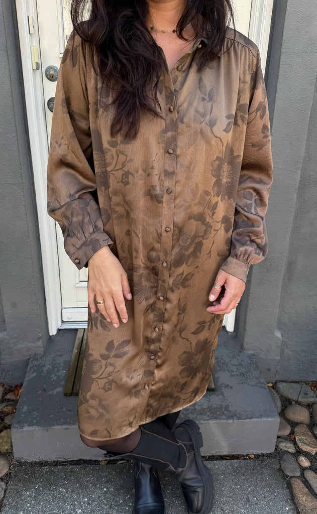 Say INA Copenhagen Kjole - Tanja - Brown Flowers