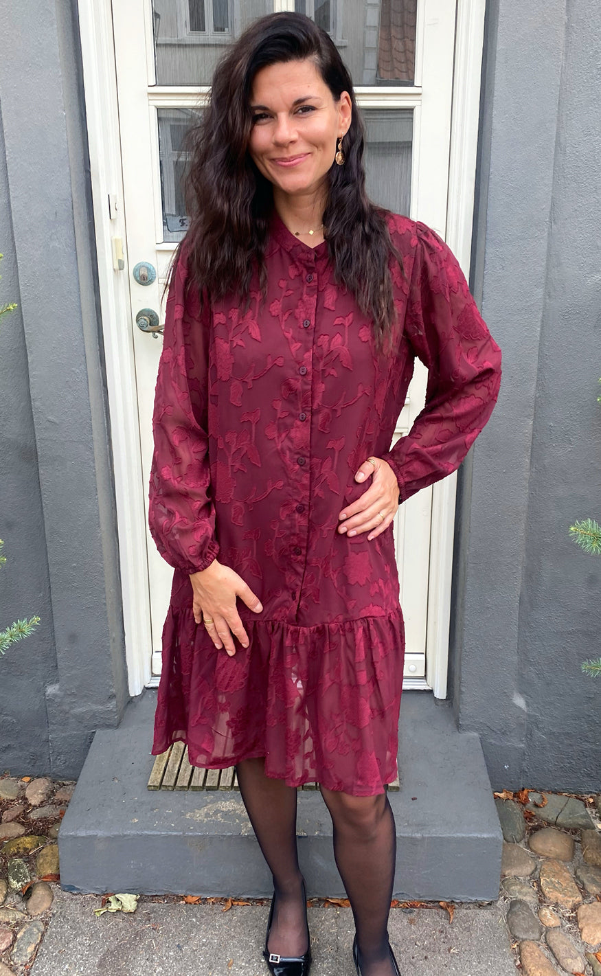 Say INA Copenhagen Kjole - Luna - Bordeaux Flower