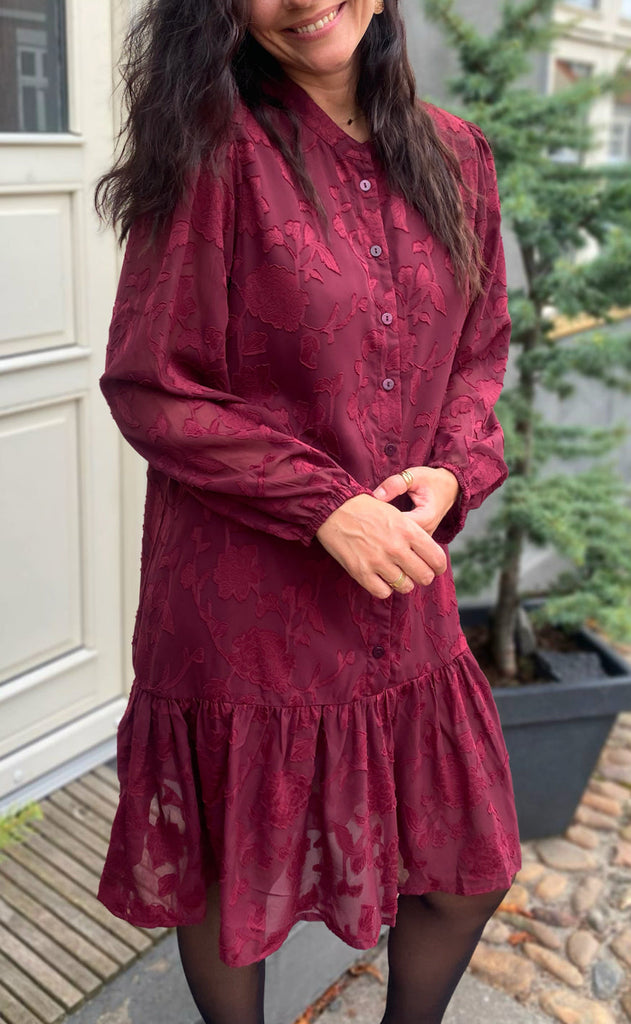 Say INA Copenhagen Kjole - Luna - Bordeaux Flower