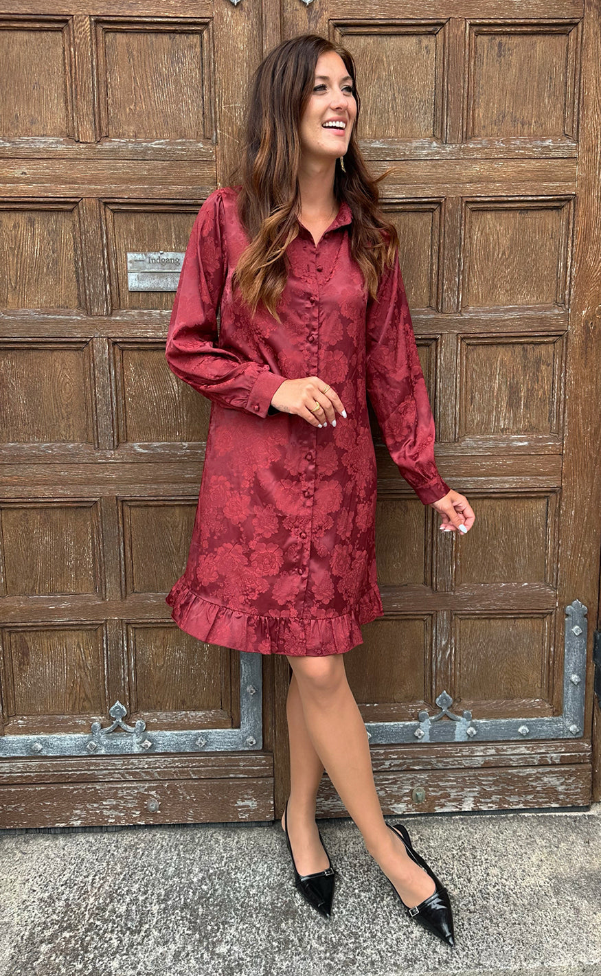 Say INA Copenhagen Kjole - Masha - Burgundy Flower