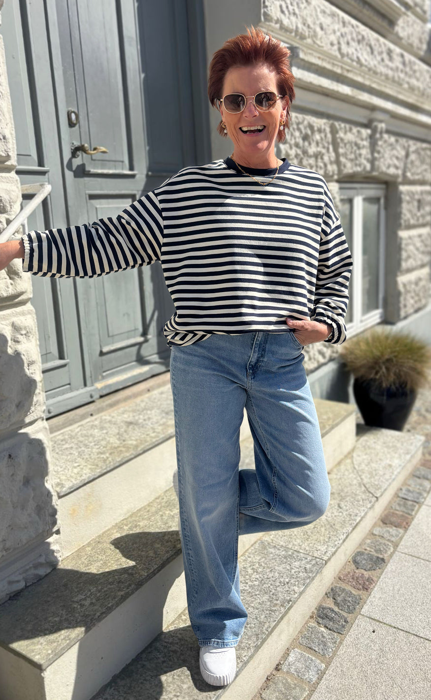 Say INA Copenhagen Sweatshirt - MomLife - Navy Blue Striped