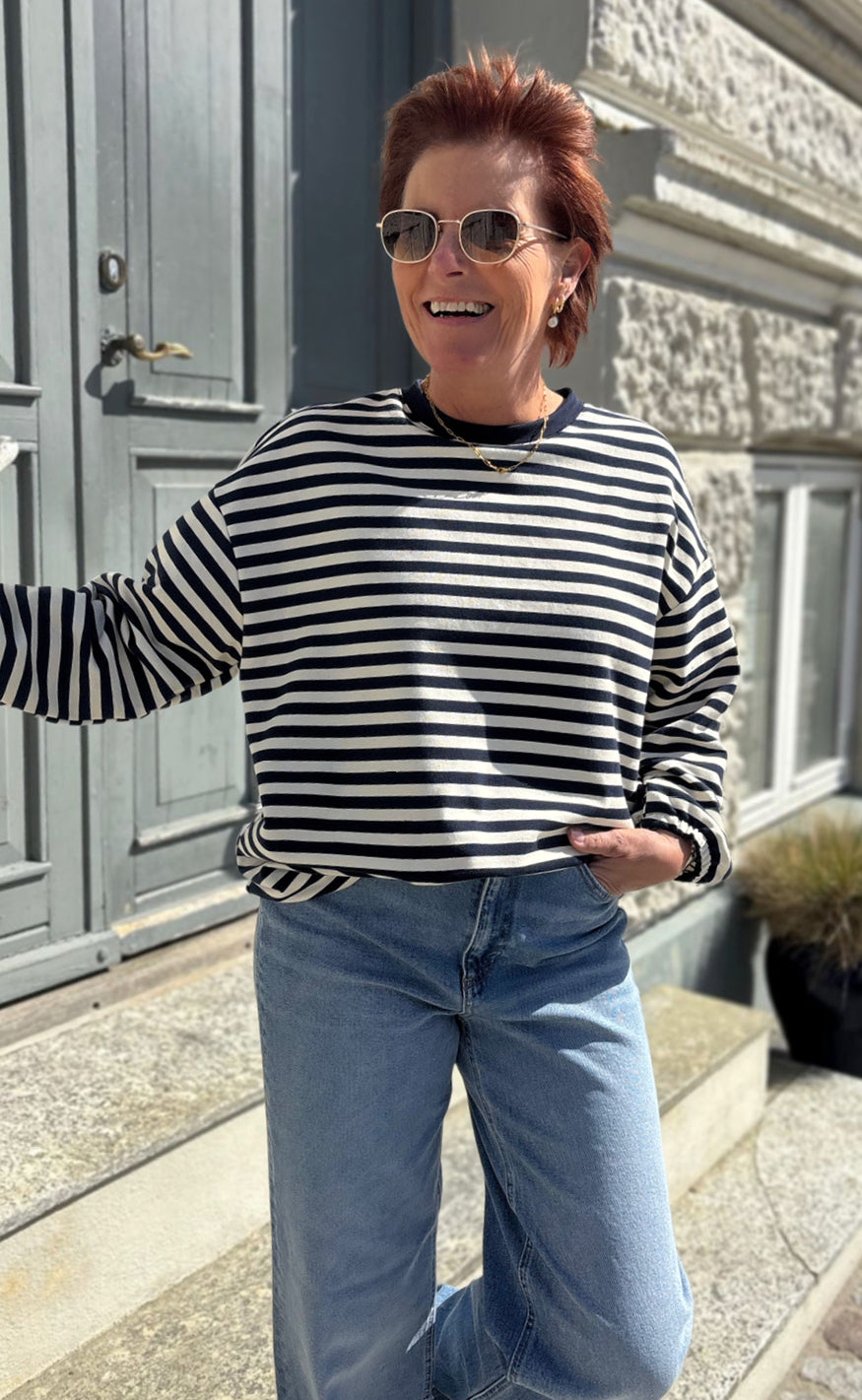 Say INA Copenhagen Sweatshirt - MomLife - Navy Blue Striped