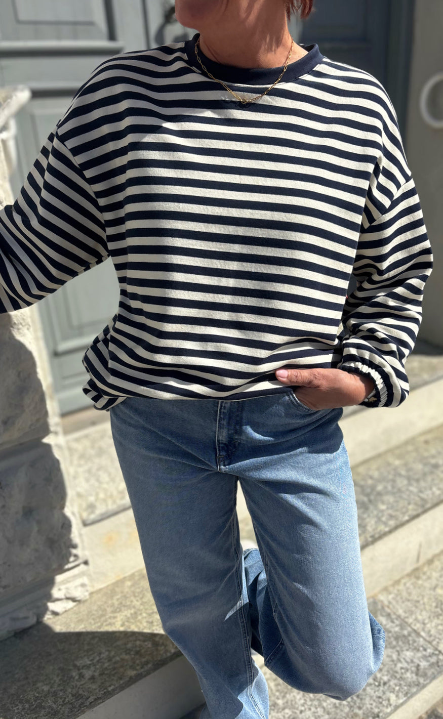 Say INA Copenhagen Sweatshirt - MomLife - Navy Blue Striped