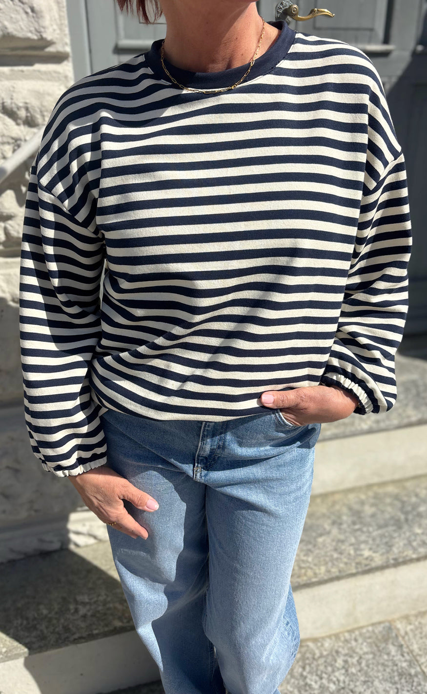 Say INA Copenhagen Sweatshirt - MomLife - Navy Blue Striped