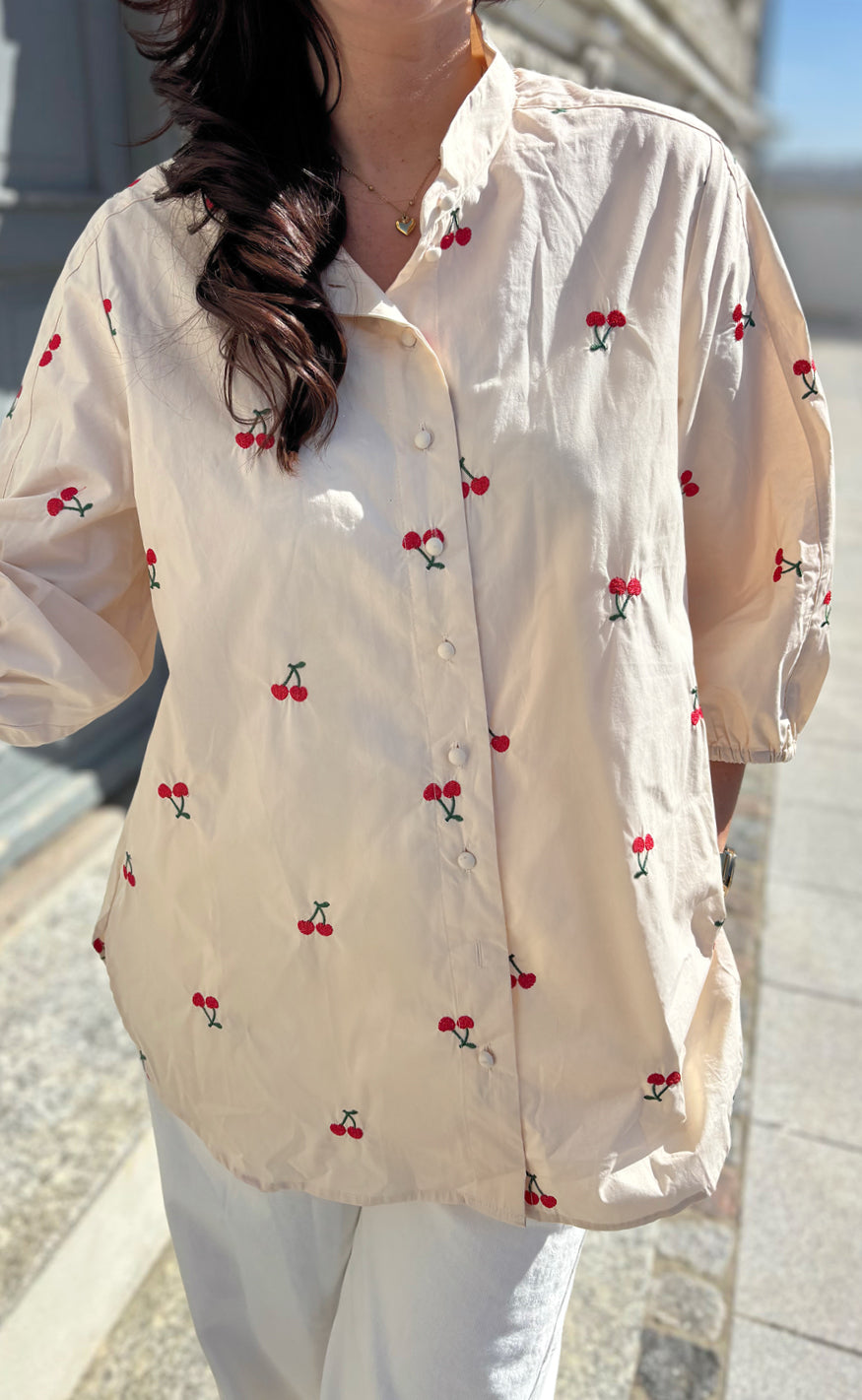 Say INA Copenhagen Skjorte - Selma - Off White W. Cherry