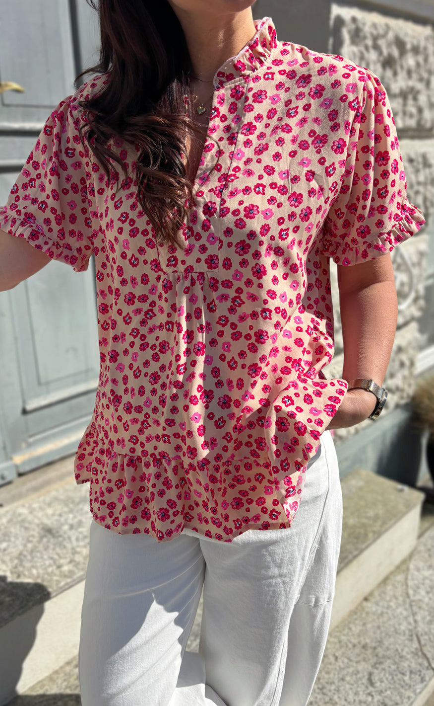 Say INA Copenhagen T-Shirt - Weronica - Pink / Red Flowers