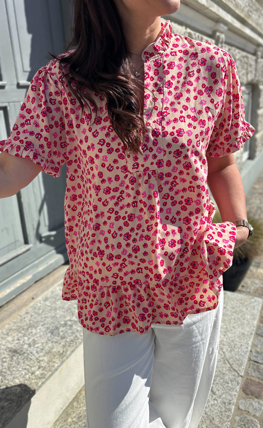 Say INA Copenhagen T-Shirt - Weronica - Pink / Red Flowers