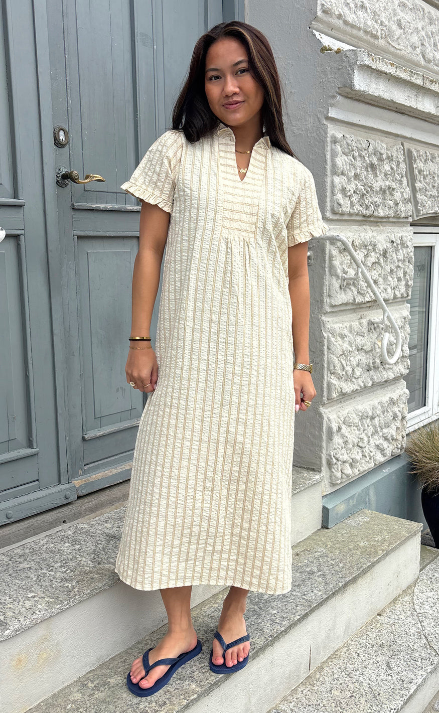 Say INA Copenhagen Kjole - Weronica - Beige Striped