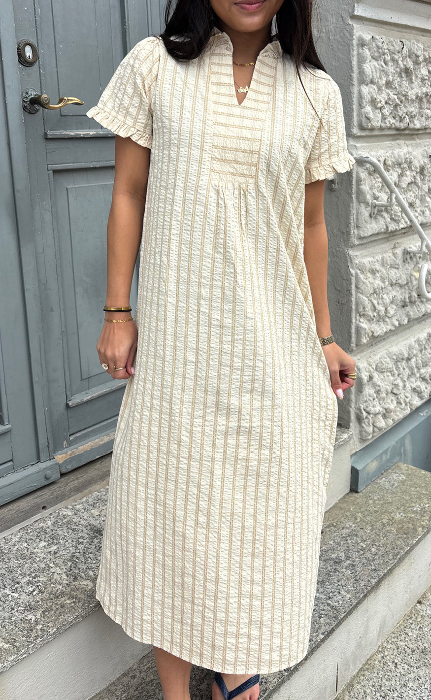 Say INA Copenhagen Kjole - Weronica - Beige Striped
