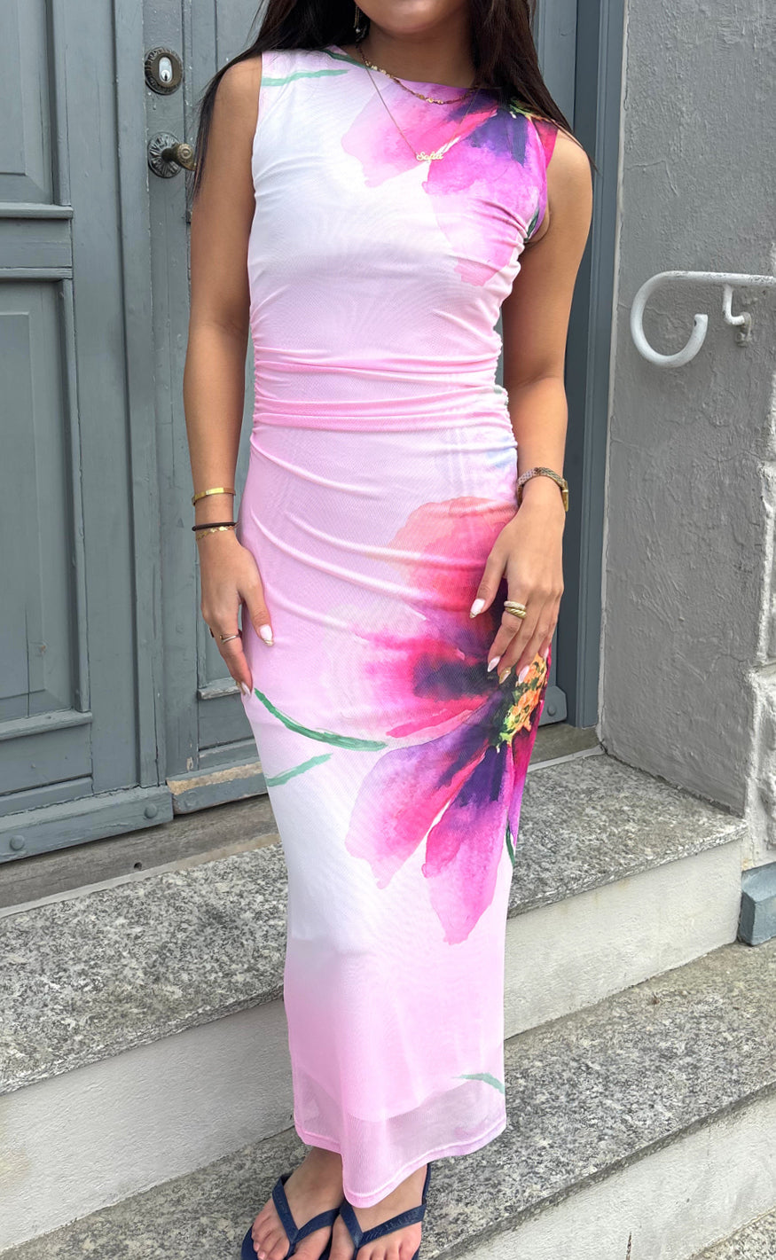 Say INA Copenhagen Kjole - Anna Mesh - Big Pink Flowers