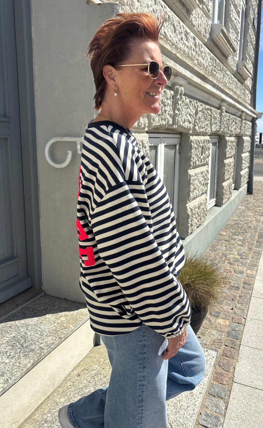 Say INA Copenhagen Sweatshirt - MomLife - Navy Blue Striped