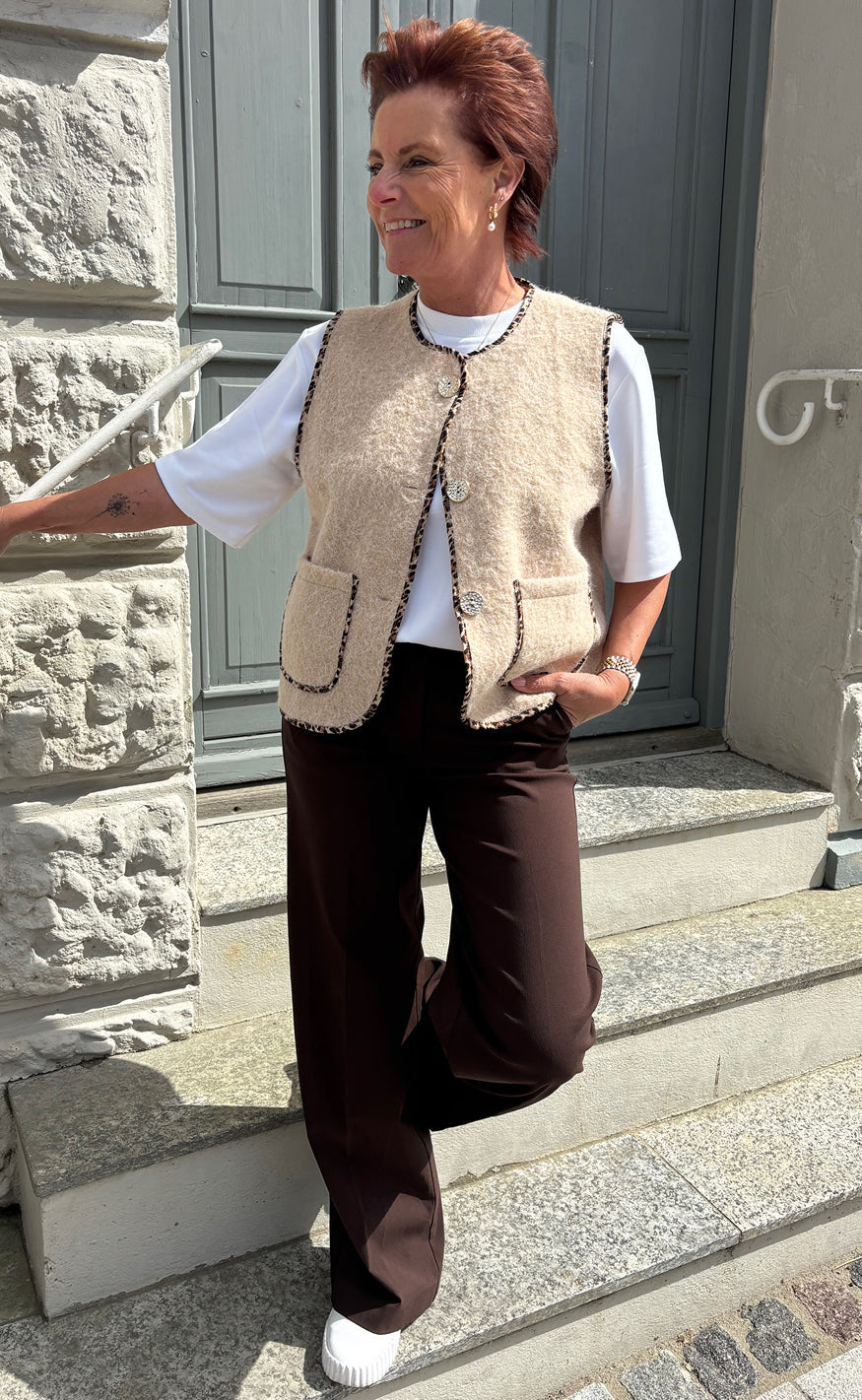 Say INA Copenhagen Vest - Ellinora - Beige W. Leopard