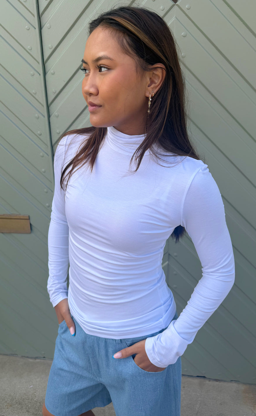 Say INA Copenhagen Bluse - Linea High Neck - White
