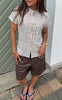 Say INA Copenhagen Topp - Louise - White / Brown Striped