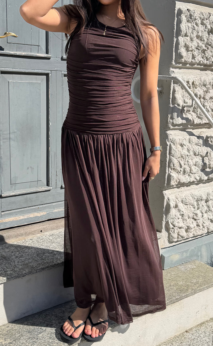 Say INA Copenhagen Kjole - Nina - Dark Brown Mesh