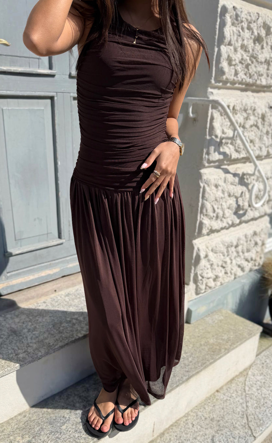 Say INA Copenhagen Kjole - Nina - Dark Brown Mesh