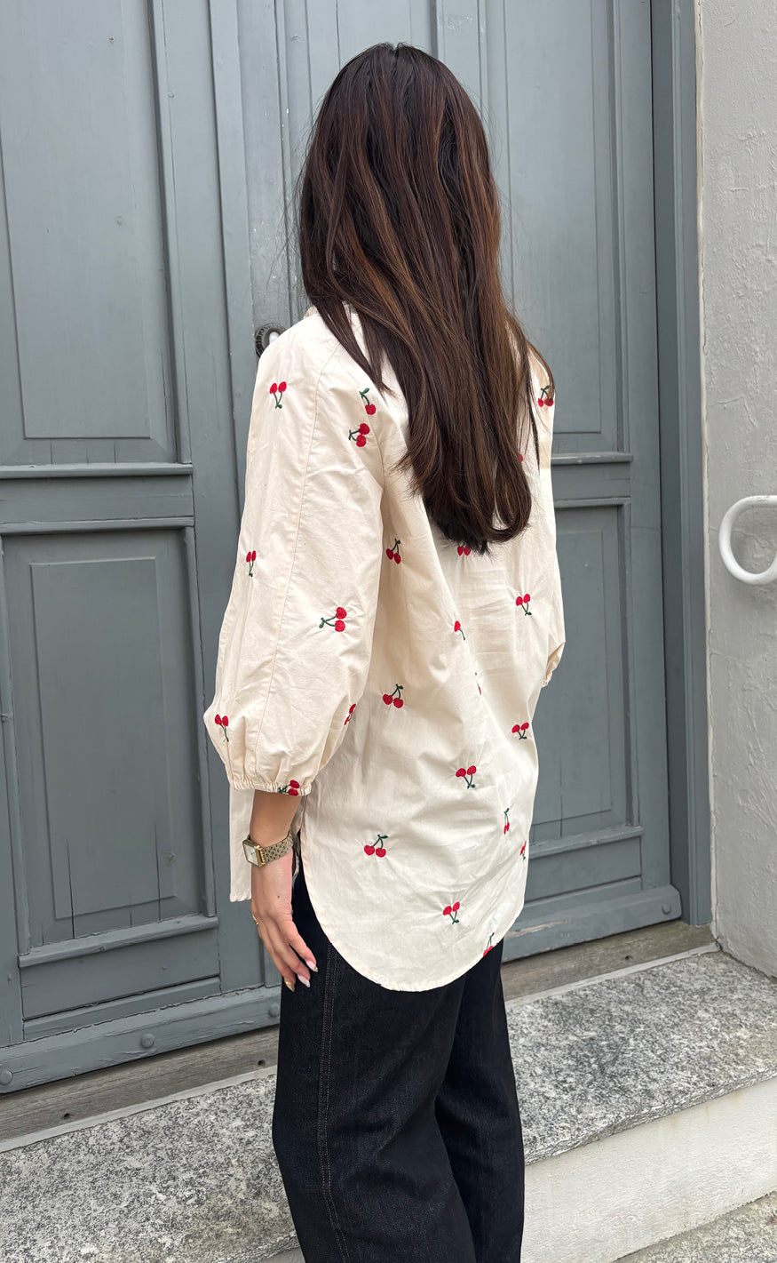 Say INA Copenhagen Skjorte - Selma - Off White W. Cherry