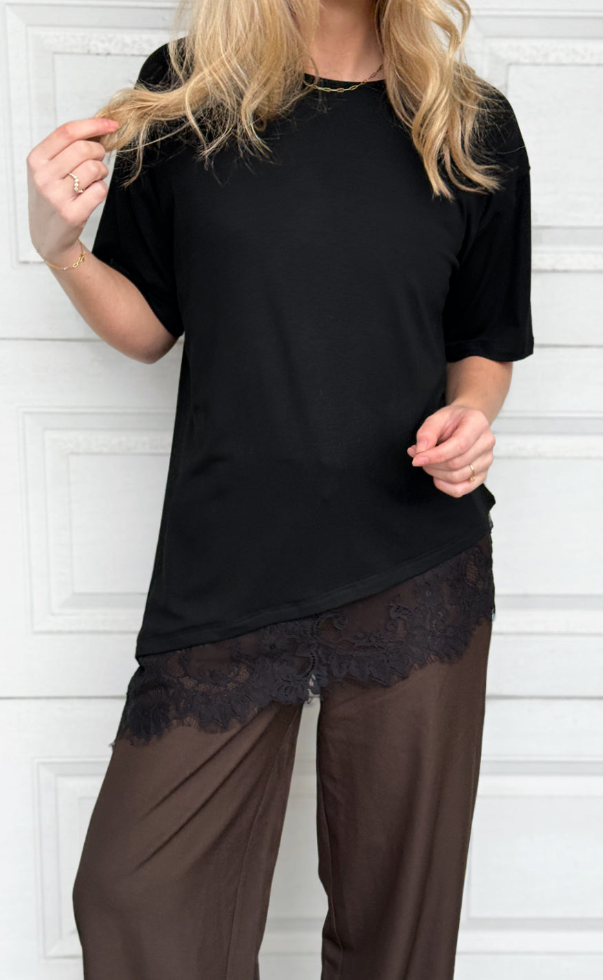 Say INA Copenhagen T-Shirt - Larisa Lace Asymmetric - Black