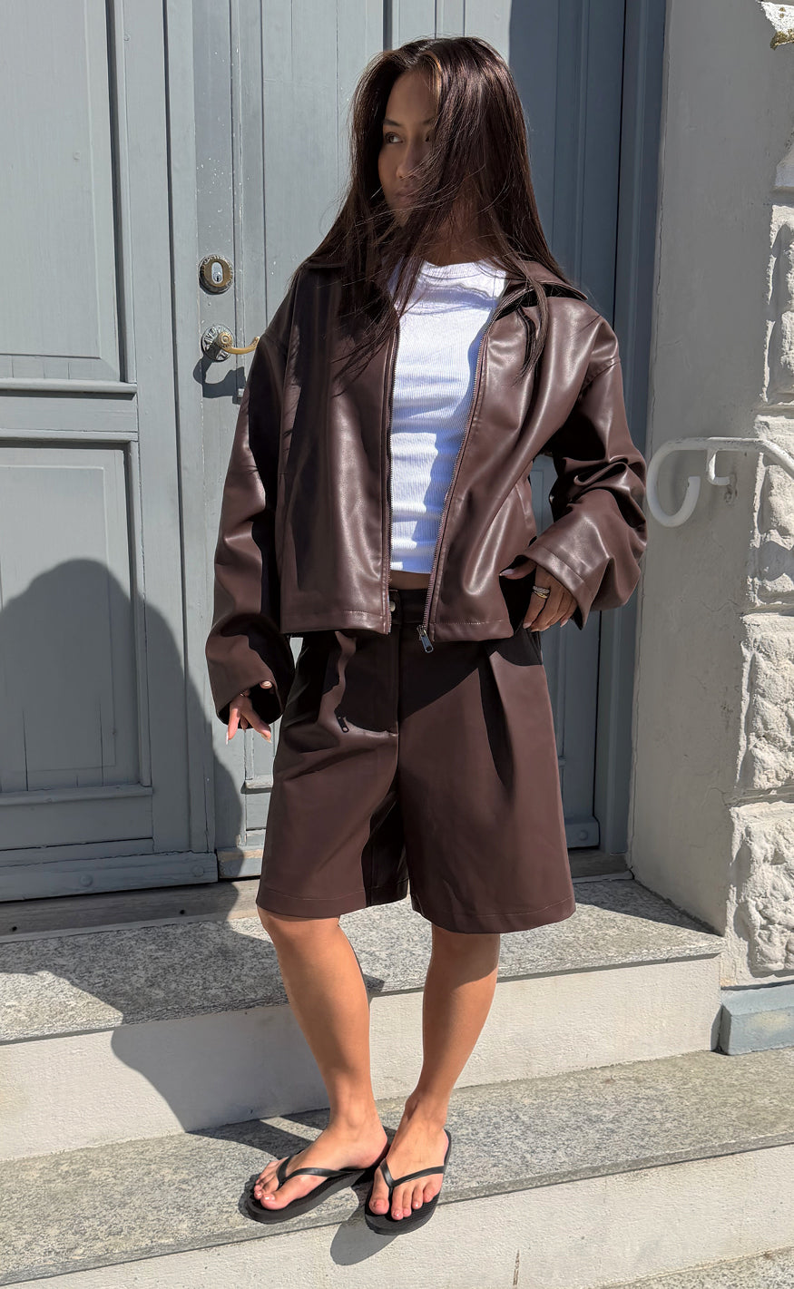 Say INA Copenhagen Shorts - Sanna - Dark Brown PU Leather