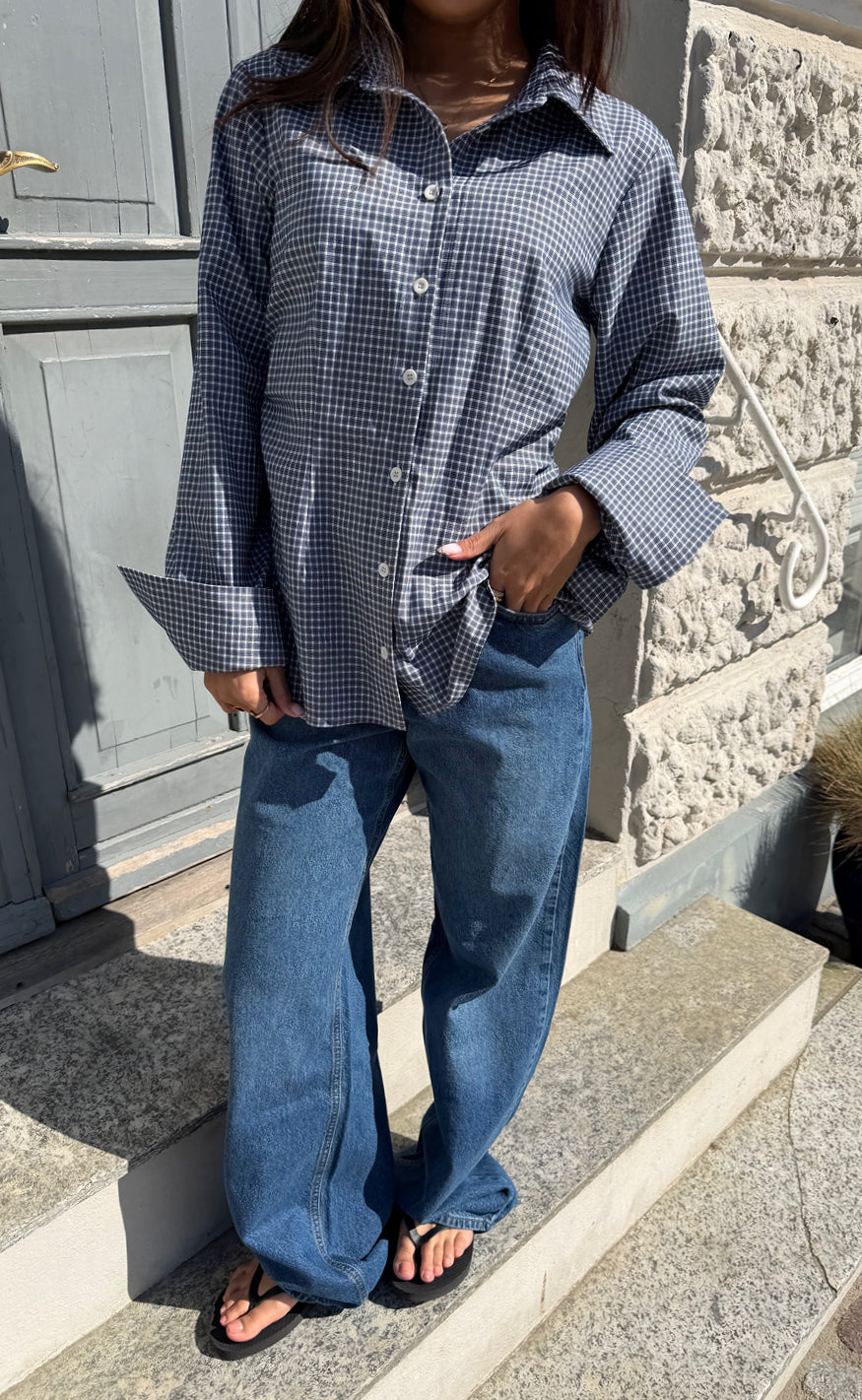 Say INA Copenhagen - Cali Fitted Shirt - Blue Checks
