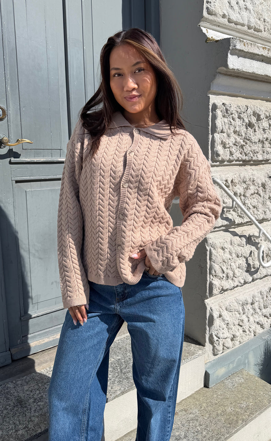 Say INA Copenhagen Cardigan - Casia Cable Knit - Camel