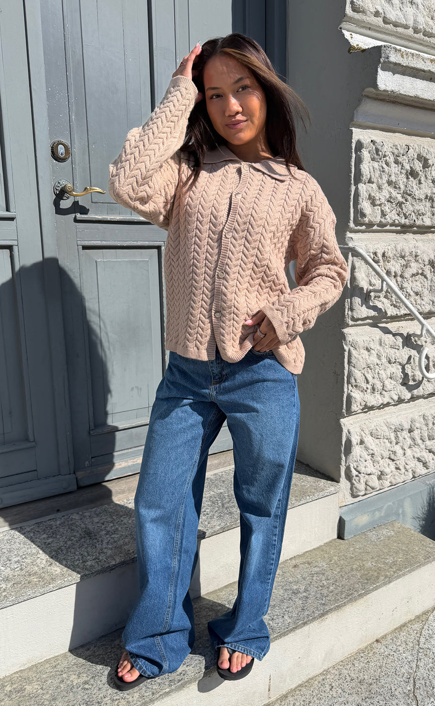Say INA Copenhagen Cardigan - Casia Cable Knit - Camel