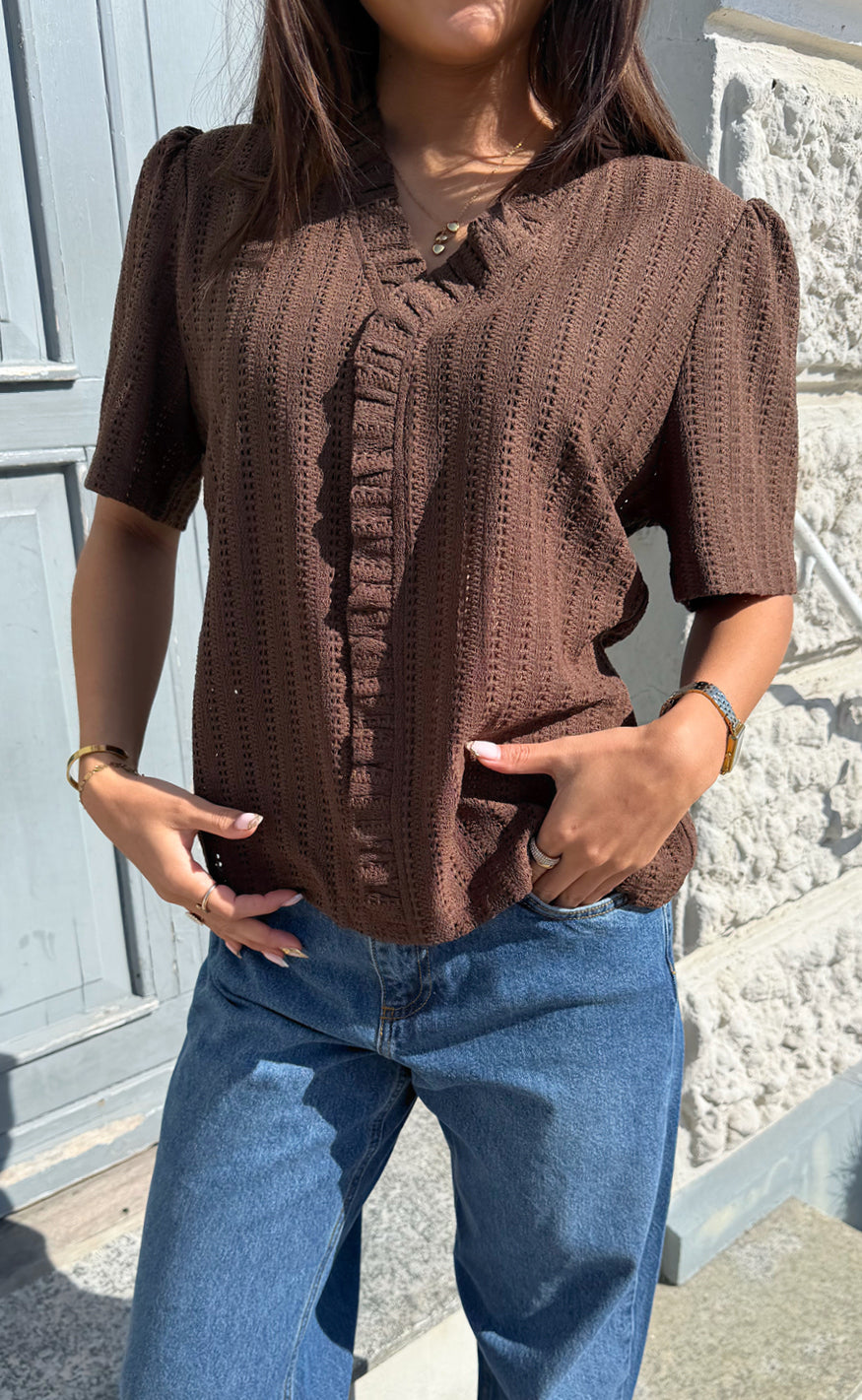 Say INA Copenhagen - Catja Knit T-Shirt - Dark Brown