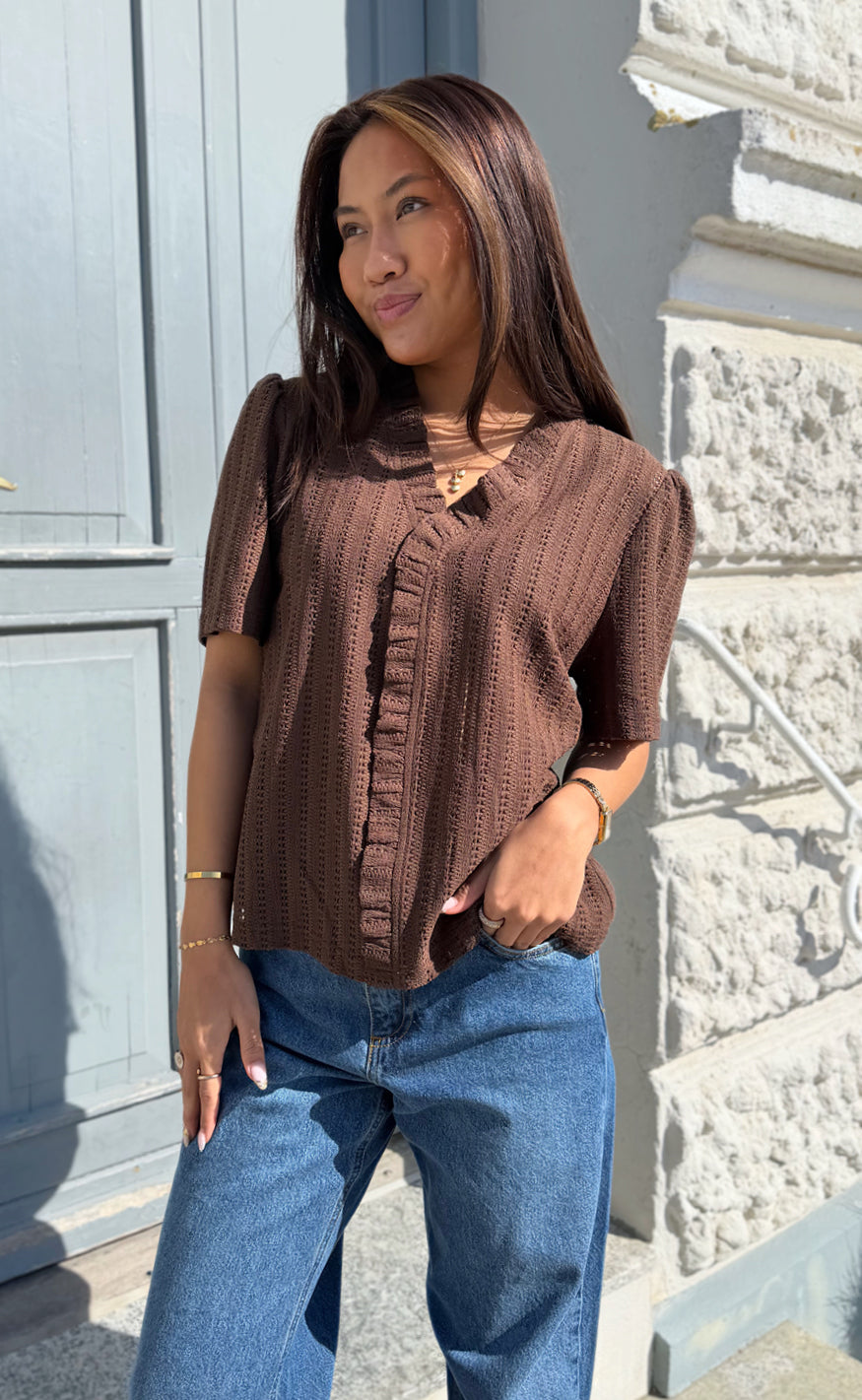 Say INA Copenhagen - Catja Knit T-Shirt - Dark Brown