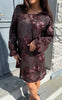 Say INA Copenhagen Kjole - Ava Sequin - Dark Brown Sequin W. Flowers