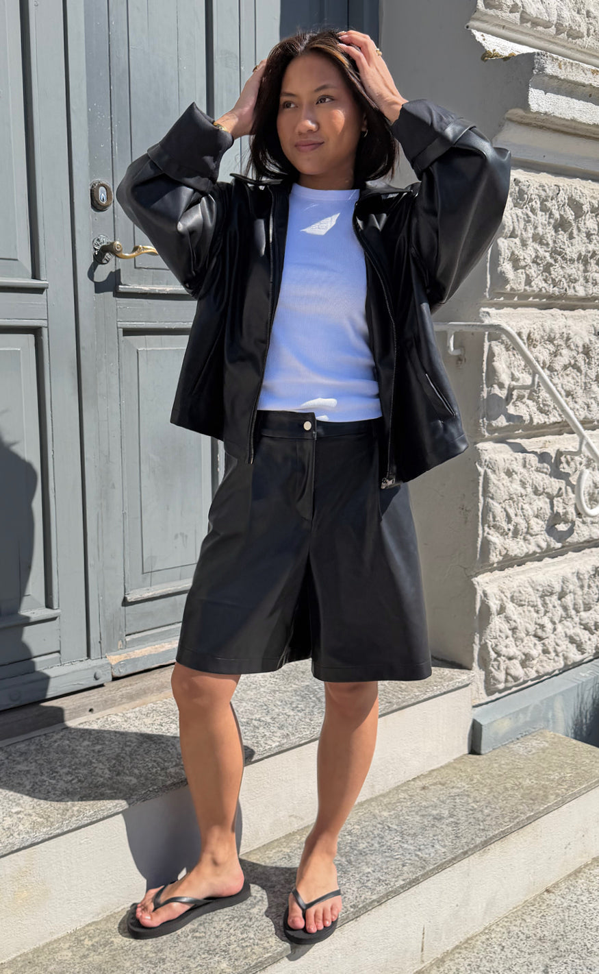 Say INA Copenhagen Jakke - Sanna  - Black PU Leather