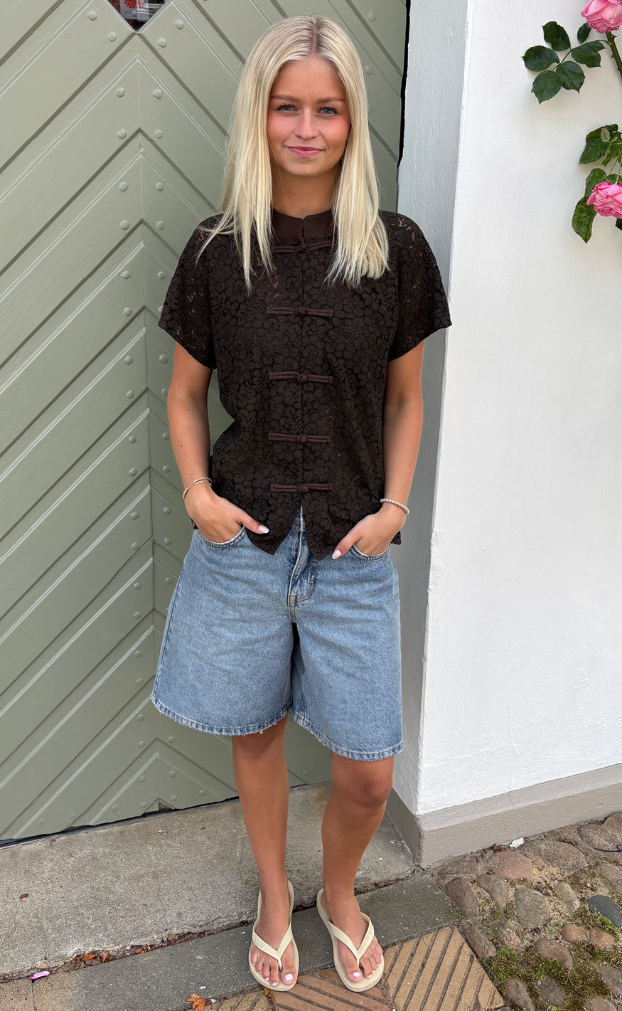 Say INA Copenhagen Topp - Louise Lace - Dark Brown