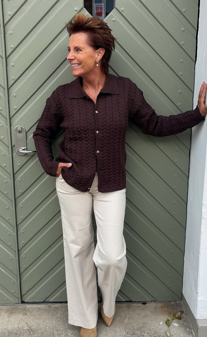 Say INA Copenhagen - Casia Cable Knit Cardigan - Dark Brown