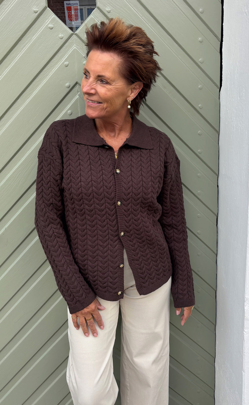 Say INA Copenhagen - Casia Cable Knit Cardigan - Dark Brown