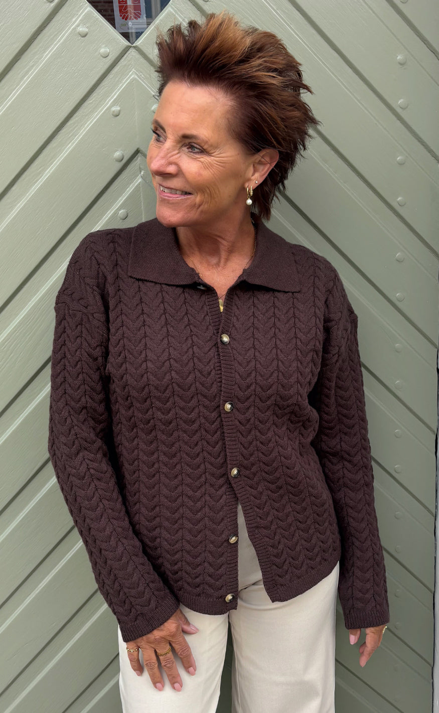 Say INA Copenhagen - Casia Cable Knit Cardigan - Dark Brown