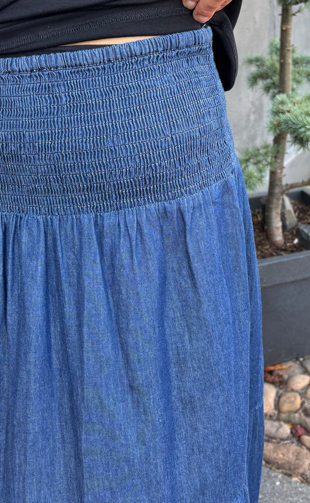 Say INA Copenhagen Skjørt - Nikoline - Denim Blue W. Embroidery