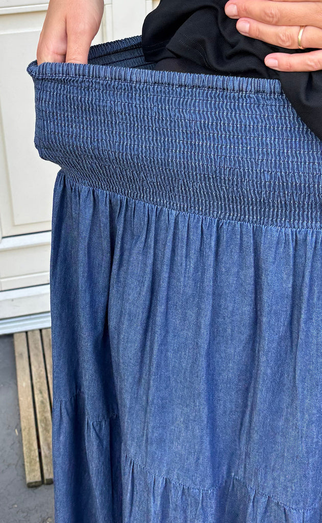 Say INA Copenhagen Skjørt - Nikoline - Denim Blue W. Embroidery